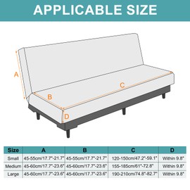 sourcing map Stretch Sofa Bed Cover, Polyester Couch Slipcover Sofa Protector Covers without Armrests for Living Room Fit Length 120-150cm/47-59", Cream