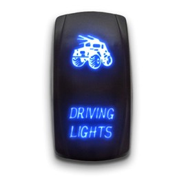 Driving Lights - Blue - Switch Dual Light - STARK Laser Etched LED Rocker - 20A 12V ON/Off 5-PIN