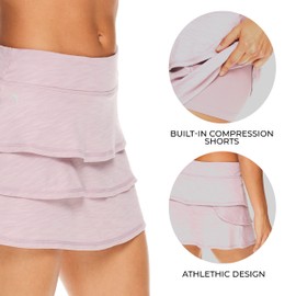 HEAD Women's Athletic Tennis Skort - Performance Training & Running Skirt - Scallop Mauve Shadows Pink, X-Large