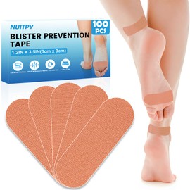 100 PCS Blister Prevention Tape, 1.2in x 3.5in Blister Tape, Precut Blister Bandages for Toes, Heels, Foot Surfaces, Fingers - Skin Color