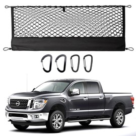 Envelope Style Truck Bed Cargo Net Compatible with Nissan Titan 2017-2023 2024 2025,Highly Elastic Truck Cargo Net for Titan Accessories, Upgraded Storage Bag & Heavy Duty Carabiners