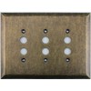 Jumbo Stamped Aged Antique Brass Three Gang Push Button Light
