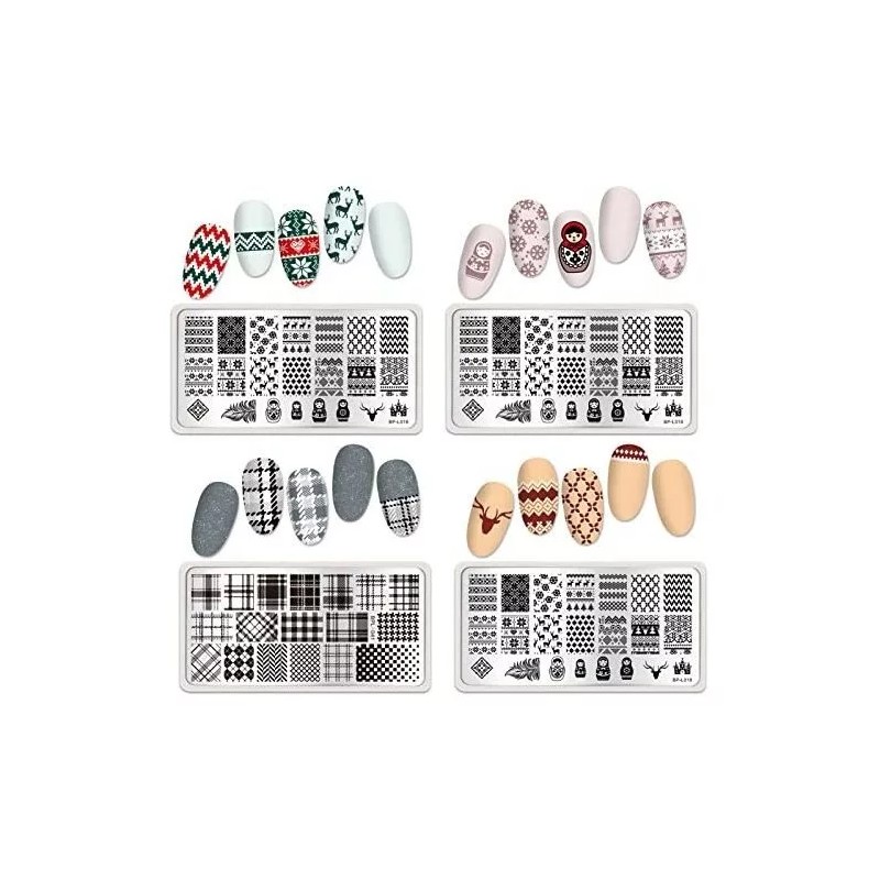 Born Pretty Juego De Platos De Estampado Para Decoración De