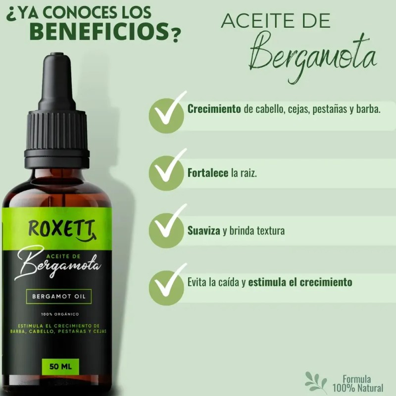 Aceite De Bergamota Natural Para Cabello, Barba, Cejas Y Pestañas