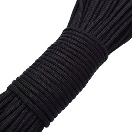 Wolike 7 Strand 100% Nylon Rope 550 Paracord Fire Cord(Black, 30m/100ft)