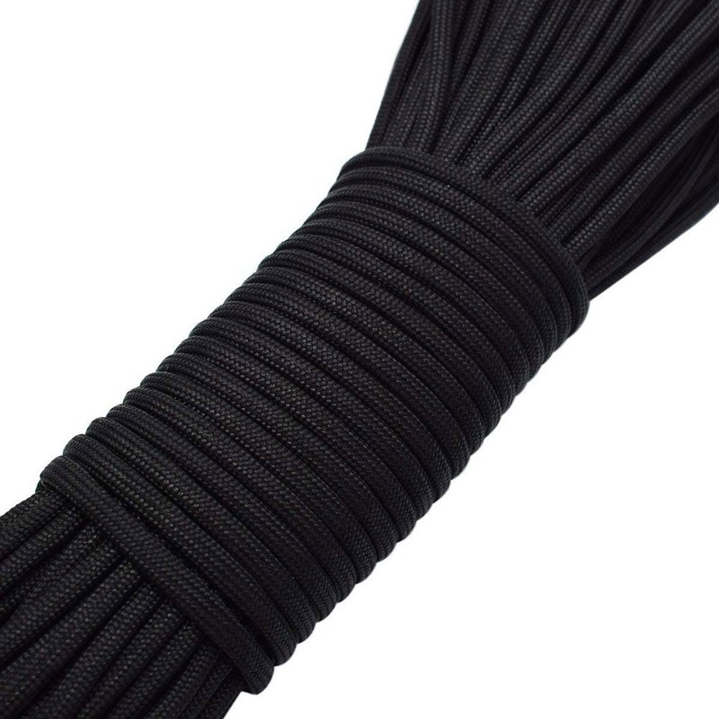 Wolike 7 Strand 100% Nylon Rope 550 Paracord Fire Cord(Black,