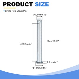 sourcing map 12Pcs M10 x 80mm Single Hole Clevis Pins, Zinc-Plated Carbon Steel Flat Head Hitch Pins for Trailer Latch, Mechanics Repair, Furniture Installation, Industrial Equipment