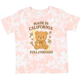 inktastic Made in California Full of Giggles Teddy Bear Toddler T-Shirt 5-6 Tie Dye Pink 4617b