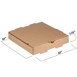 MT Products Pizza Boxes 10x10 Inches - Kraft Corrugated B-Flute Cardboard Small Pizza Boxes - Pizza box Keeps Pizza Fresh (Pack of 10) - Made in the USA