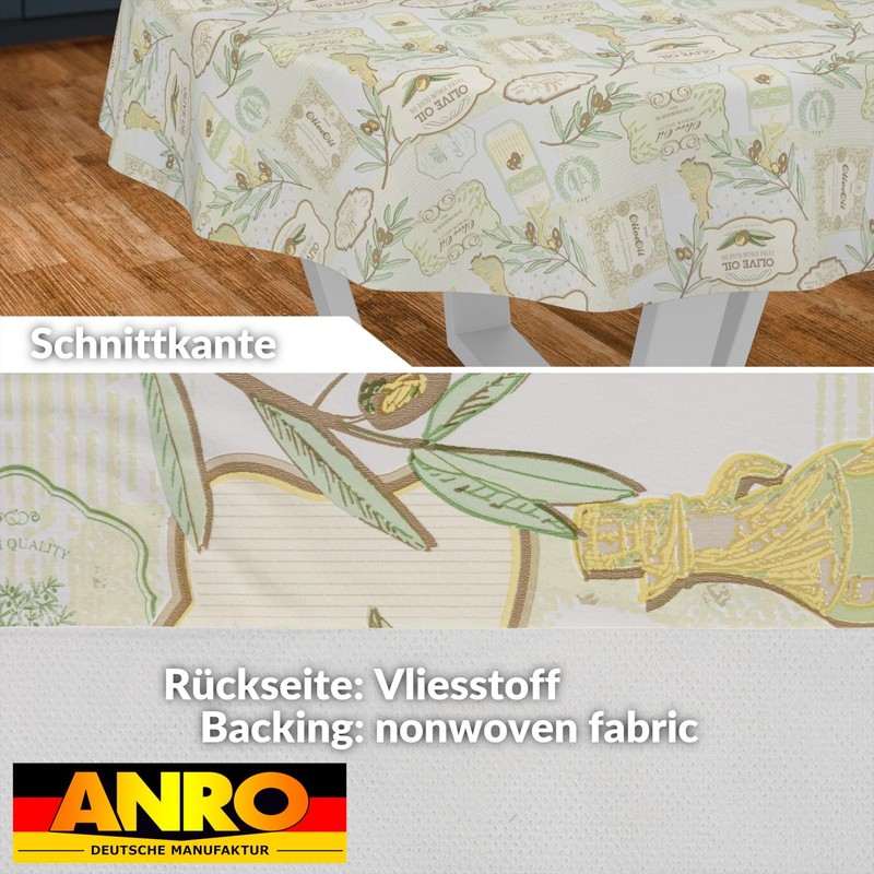 ANRO Oilcloth Tablecloth Wax Tablecloth Washable Garden Tablecloth Round Oval