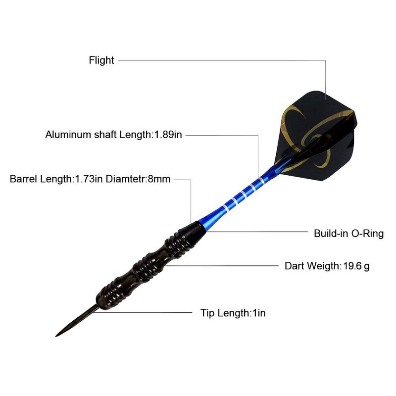 WINSDART ADKX Steel Tip Darts 12 Pack Set with Nonslip