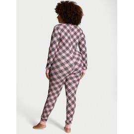 Victoria's Secret Thermal Long Sleeve Onesie, Sleepwear for Women, Pretty Blossom Lovely Plaid (M)