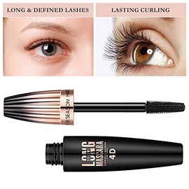 4D Silk Fiber Lash mascara, Waterproof Mascara Black Volume and Length, Natural Lengthening and Thick, Smudge-Proof,No Clumping, Instantly Create The 