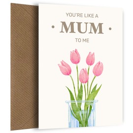 Just Like a Mum Mother's Day Card for Auntie, Aunt, Nana, Nanny, Grandma, Step Mum, Foster Mum, Mamgu. Pink Lilies in Vase - You're Like a Mum
