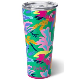 Swig Life XL 32oz Tumbler, Insulated Coffee Tumbler with Lid, Cup Holder Friendly, Dishwasher Safe, Stainless Steel, Extra Large Travel Mugs Insulated for Hot and Cold Drinks (Paradise)