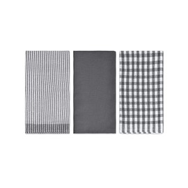 100% Cotton Kitchen Tea Towels - Super Soft, Absorbent - Long Lasting Dish Towels, 70 x 50 cm, Grey, Pack of 6