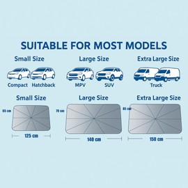 Sonnenschutz Typ Regenschirm für Frontscheibe, faltbarer UV-Sonnenschutz für Windschutzscheibe und Heckfenster, Universalzubehör für Auto (L)