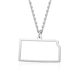 Kansas States Necklace State Outline Country Map Pendant Necklace Long Distance Friendship Jewelry Necklace for Teen Women