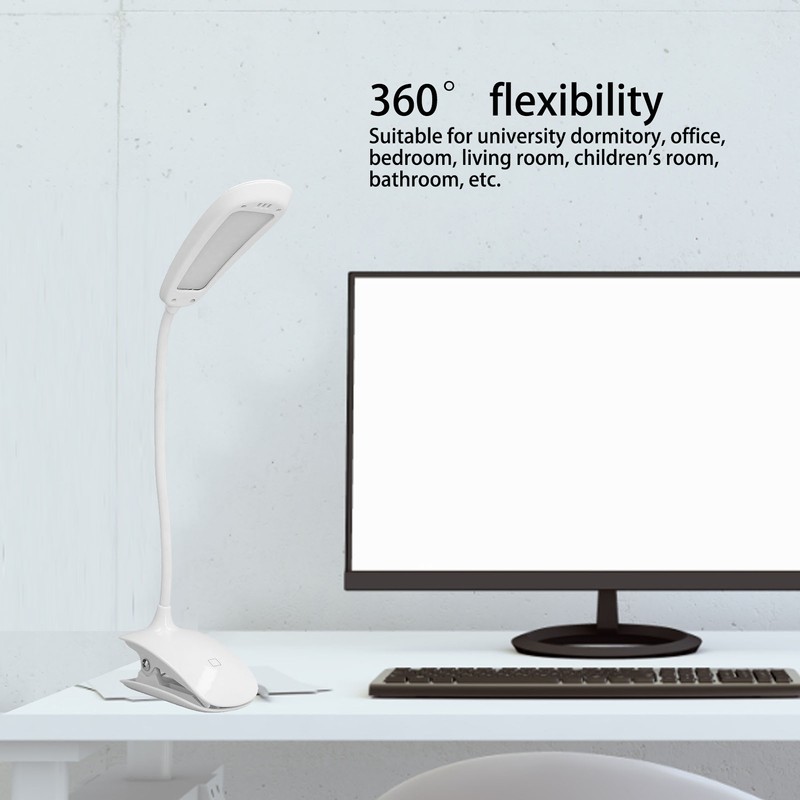 Clip Light USB Rechargeable 3 Speed Touch Foldable Flexible Gooseneck