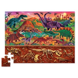 Crocodile Creek - Above + Below Dinosaur World - 48-Piece Jigsaw Floor Puzzle - for Kids Ages 4 Years and up - Heavy-Duty Box for Storage - Finished Puzzle is 27” x 20”