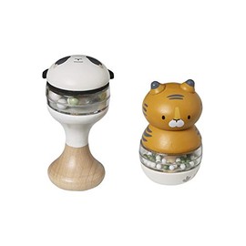 Vertbaudet Set of 2 Baby Rattles, Panda Friends FSC® Multi-Coloured One Size