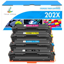 TRUE IMAGE TRUE IMAGE Compatible Toner Cartridge Replacement for HP 202X CF500X CF500A 202A Color Laserjet Pro MFP M281fdw M281cdw M254dw M281fdn 281fdw M254 M281 Toner Printer (Black Cyan Yellow Magenta 4 Pack)