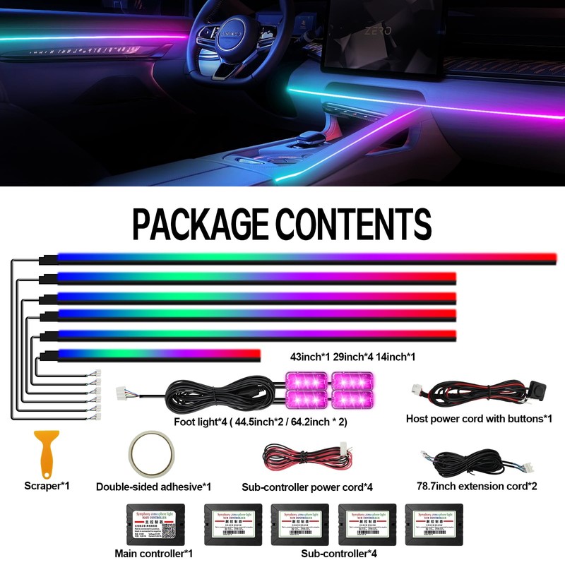 WEBUPAR Dreamcolor Acrylic Interior Car Lights, 10 in 1 LED