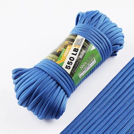 Blue Paracord 550, Parachute Cord Mil-Spec 100FT, 100% Nylon Rope in Survival Gear and Equipment, Heavy Duty Rope for Bracelet, Leashes, Lanyards and Camping (Blue, 100FT. Coiled in Bag)
