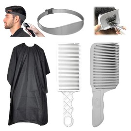 Hair Cutting Comb, Transition, Pack of 5 Hair Cutting Combs, Barber Comb with Hairdressing Cape, Adjustable Hair Cutting Stencil, Fade Comb Transition Hairdressing Aids for Hair Cutting Yourself