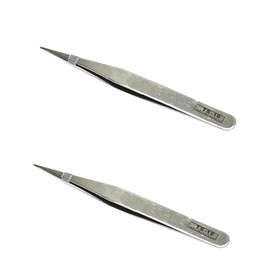 2pcs Precision Tweezer Set, Stainless Steel Tweezers with Fine Tip for Model Making, Electronic Repairing and DIY (TS-10)