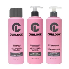 Pack Para Cabello Rizado | Set De Champú, Acondicionador Y Crema De Peinado Sin Enjuague | Sin Sulfatos Ni Siliconas | Paquete De 3 Botellas De 400 Ml (13,5 Oz) Cada Una | Hecho En Canadá