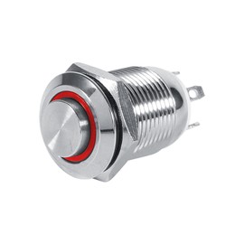 12 mm 2 A 2 V LED Waterproof Pressure Switch, LED Momentary Button, 4 Pin Nickel-Plated Copper Pressure Switch, Dust and Waterproof