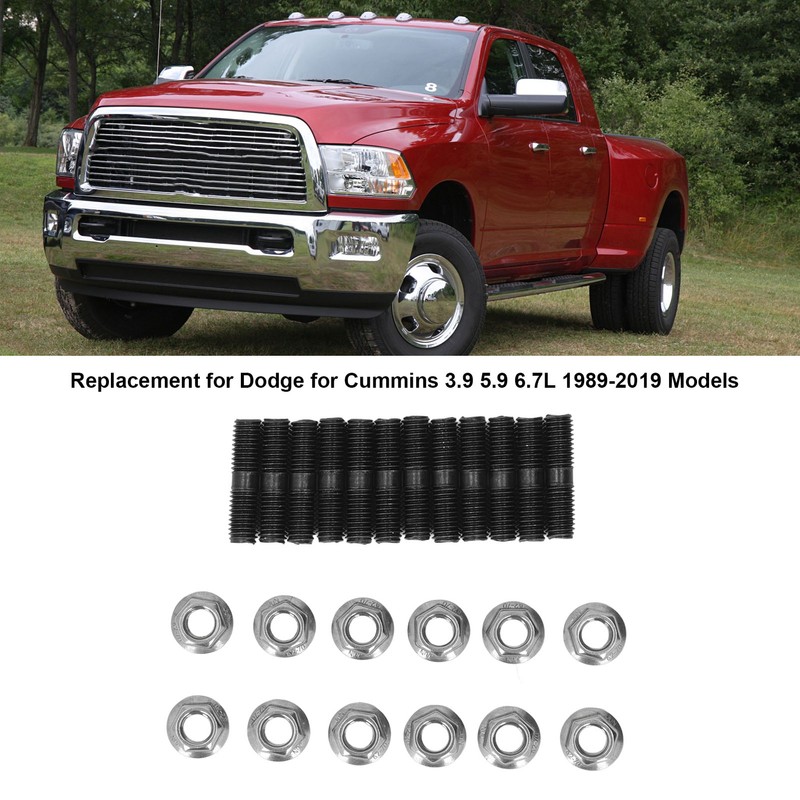 Exhaust Manifold Stud Nut Kit Replacement for Dodge for Cummins