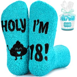 Teniinet 18th Birthday Gift Ideas for Teen Girls - Trendy Socks Set for 18 Year Olds, Fun Birthday Presents for Daughters & Besties, Soft Comfy Socks for Teens(Turquoise Blue)