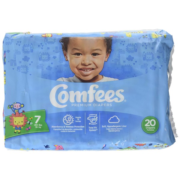 Attends® Comfees® Premium Baby Diapers Size 7, Case of 80