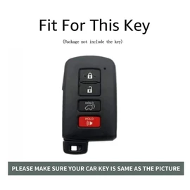 ontto 4 buttons Key Fob Cover Fit for Toyota RAV4 Sequoia Highlander Avalon Corolla Camry 2012-2022 Smart Alloy Leather Key holder Shell case keyring keychain protector accessories Brown A