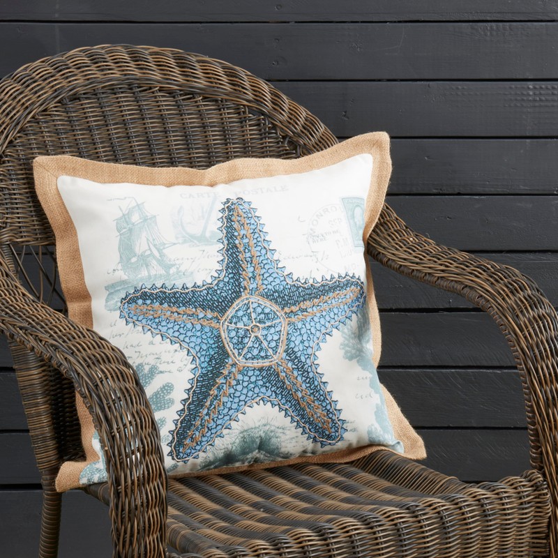 SARO LIFESTYLE Coastal Outdoor Starfish Pillow Cover