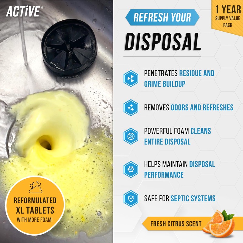 Garbage Disposal Cleaner Deodorizer Tablets - 24 Pack, New Powerful