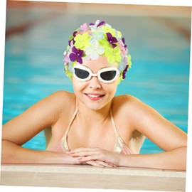 VANZACK Vintage Floral Petal Retro Swimming Caps: Petal Swimming Cap, Shower Cap Three-Dimensional Floral Stitched, Swimming Cap for Women L Size