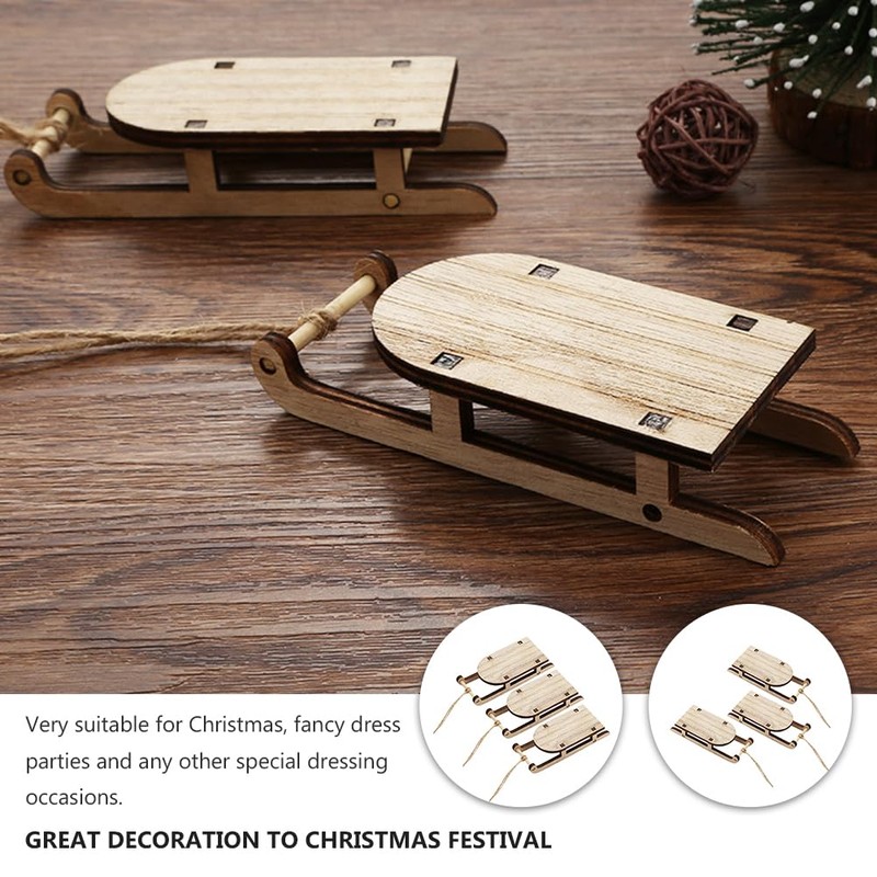 BESPORTBLE Mini Sledge Miniature Wooden Mini Sledge Kit Table Top