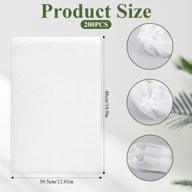 200 PCS Shoe Bags,48x32cm Dust Proof Shoe Bag,Large Transparent Travel Shoes Bags,Drawstring Storage Bag,Portable Shoes Organizers Pouch,Travel Essentials for Men and Women-White