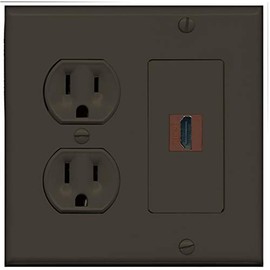 RiteAV Custom HDMI Wall Plate 1 Port - Round Outlet [Brown/Brown]