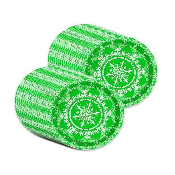 OXYLIPO 7" Green Snowflake Paper Plates Celebrate Party Tableware Round