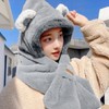 Cute Winter Teddy Bear Hat Scarf Muffler Neck Gray