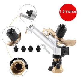 1.5" Agriculture Farm Irrigation Sprinkler Lawn Sprinkler Irrigation Spray Gun Large-Area Watering Spray 360° Rotary Farm Lawn Garden Irrigation