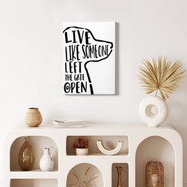 HIWX Dog Wall Art, Dog Art, Dog Wall Decor,Live Like Someone Left The Gate Open Framed Canvas Painting Wall Art Decor, Dog Sayings Wall Art Home Decoration For Living Room Bedroom Bathroom 11x14 Inch