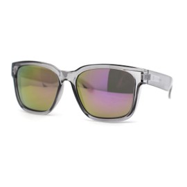 Kush Color Mirror Mens Sport Horn Rim Rectangle Plastic Sunglasses Slate - Purple Mirror
