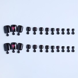 Leuhiove Colorful Heart-shaped Press on Toenails Square Toe Nail Press Ons Glossy Fake Toe Nails Summer Manicure Toe Nail Tips Artificial Toenails Stereoscopic Cat's Eye Black For Women 24Pcs