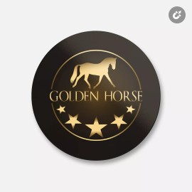 Unbranded Golden Horse Emblem Skates Animal | 4'' X 4'' Round Decorative Magnet
