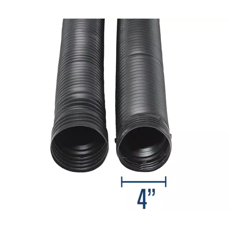 Amerimax51710 12 ft. Expands Flexible Drain 4 in. Diameter Black